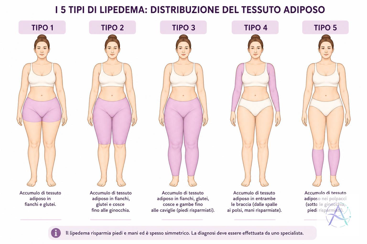Tipi di lipedema (1-5)